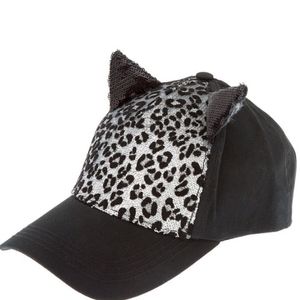Claire's Sequin Leopard Cat Ears Baseball Cap